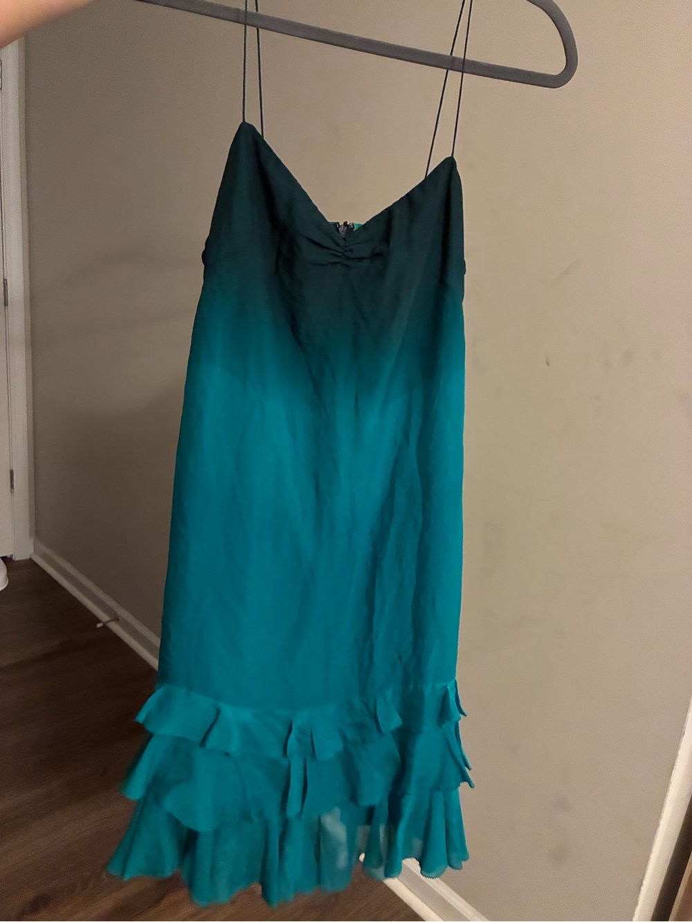 Rebecca Taylor vintage Teal Ombre Spaghetti-Strap Midi Dress